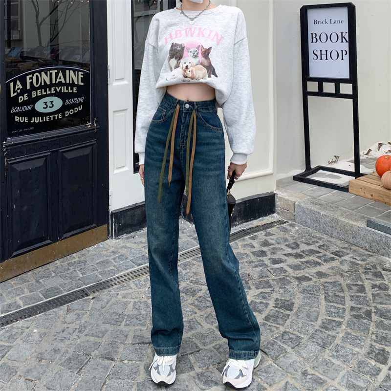 Large yard spring and autumn long pants loose wide leg jeans