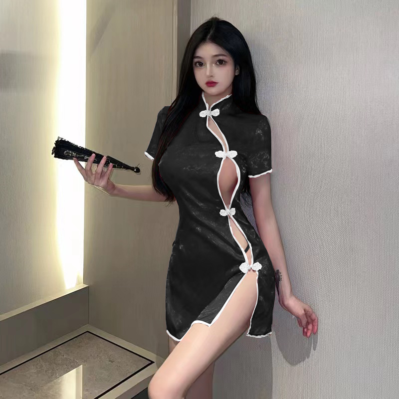 Enticement slim dress split cheongsam for women