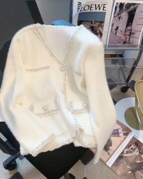France style knitted coat short white cardigan for women