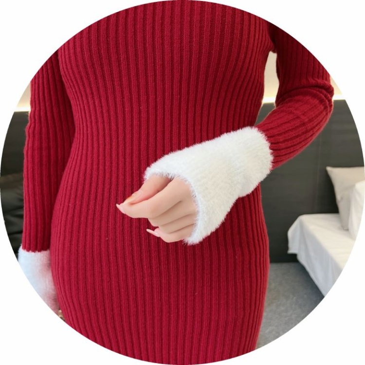 Winter France style sweater dress knitted dress for women