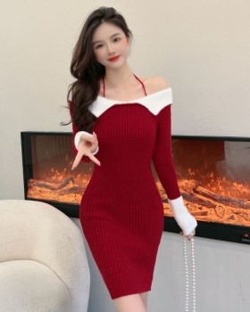 Winter France style sweater dress knitted dress for women