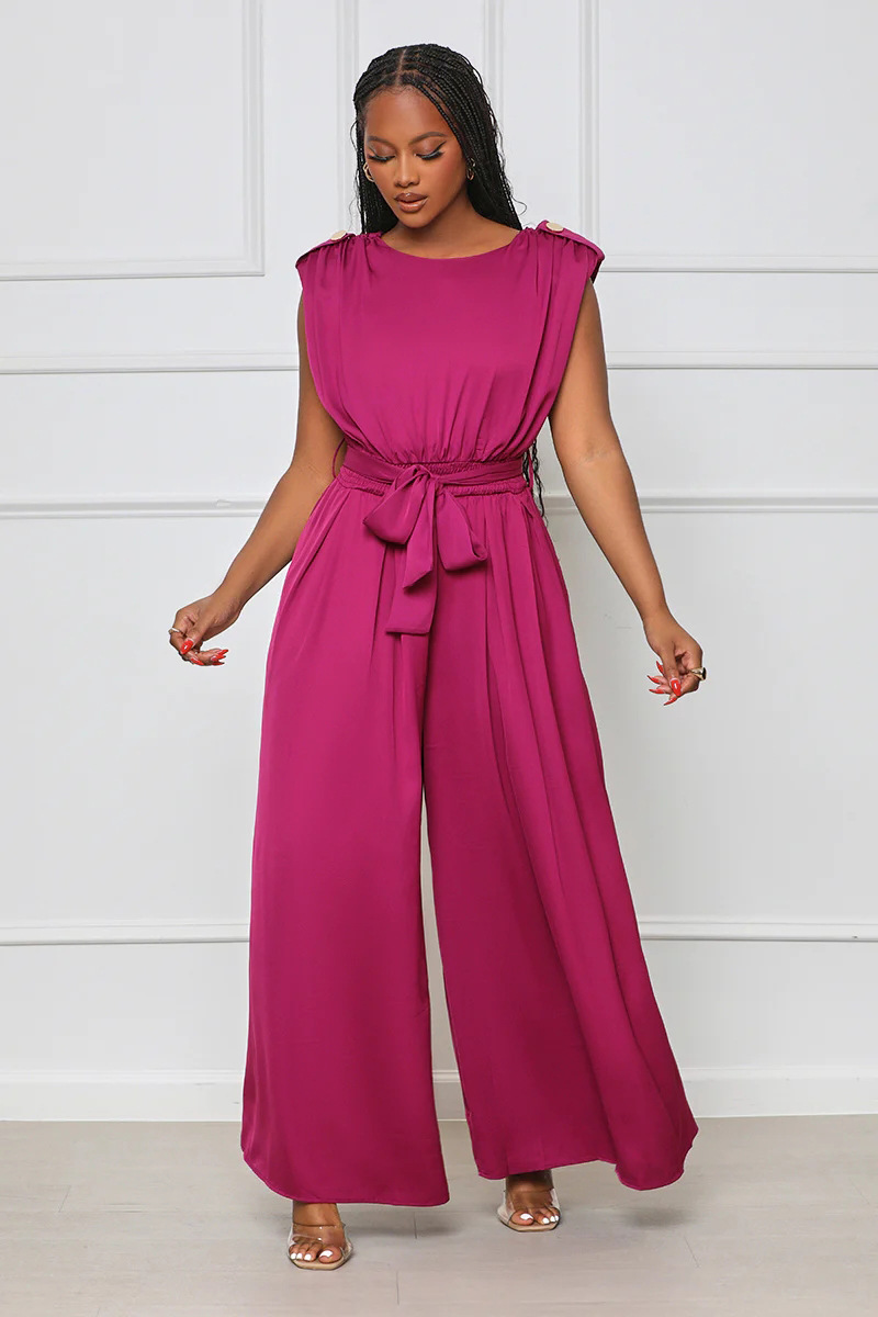 Round neck loose European style Casual jumpsuit for women