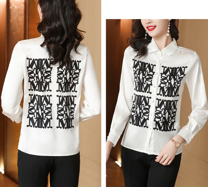 Real silk commuting letters long sleeve shirt for women