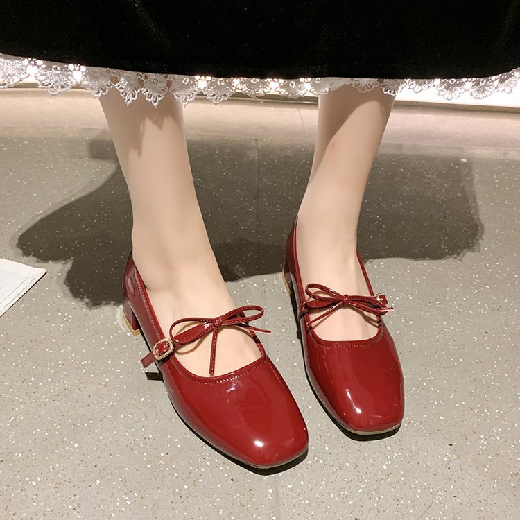 Spring college style square head shoes for women