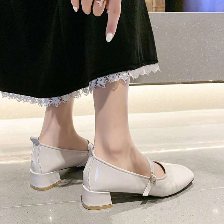 Middle-heel thick low spring Korean style shoes for women
