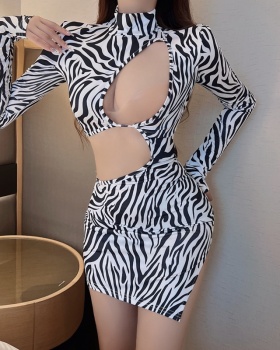 Spicegirl long sleeve European style spring tight zebra dress