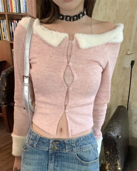Elmo sweater flat shoulder tops for women