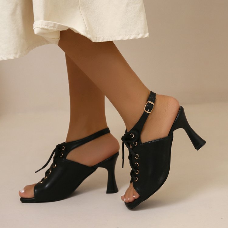 Square head sandals European style stilettos for women