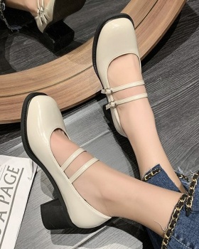 Spring and autumn low thick middle-heel shoes for women