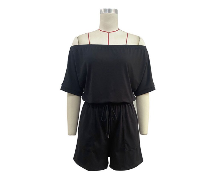 Flat shoulder fashion strapless black jumpsuit