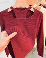 Slim all-match tops strapless knitted sweater for women