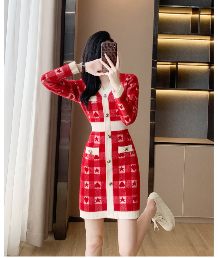 Knitted dress temperament sweater dress for women