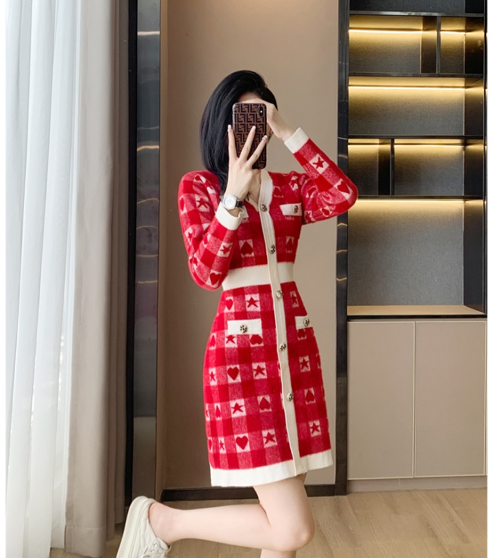 Knitted dress temperament sweater dress for women