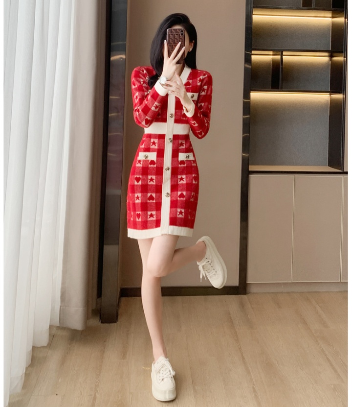 Knitted dress temperament sweater dress for women