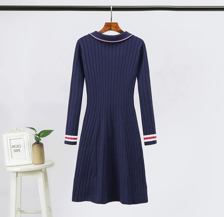 Long sleeve temperament dress lapel sweater dress for women