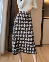 Commuting autumn and winter jacquard mixed colors skirt