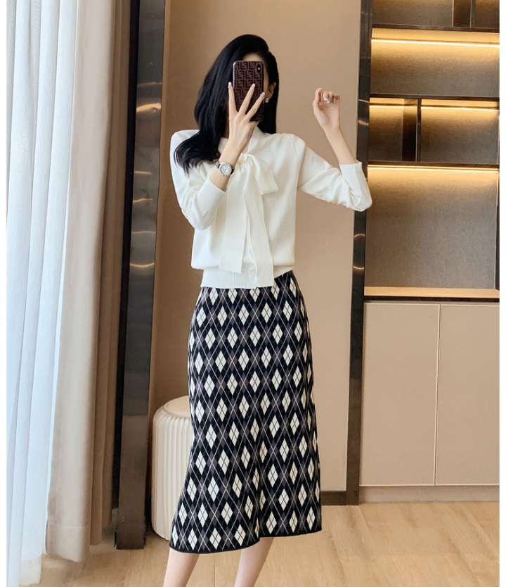Slim Korean style skirt jacquard long skirt for women