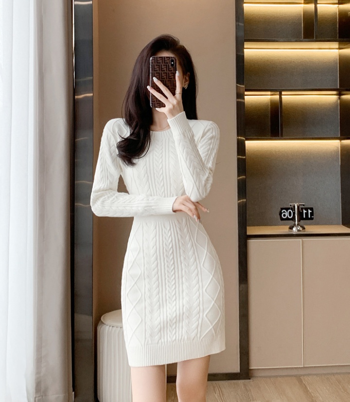 Knitted ladies dress package hip pure sweater dress