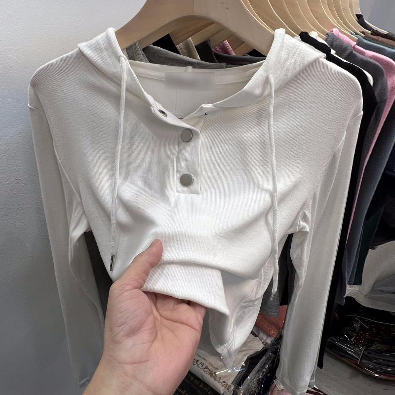 Hooded Casual T-shirt short slim tops for women