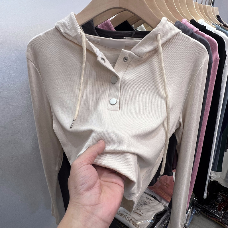 Hooded Casual T-shirt short slim tops for women