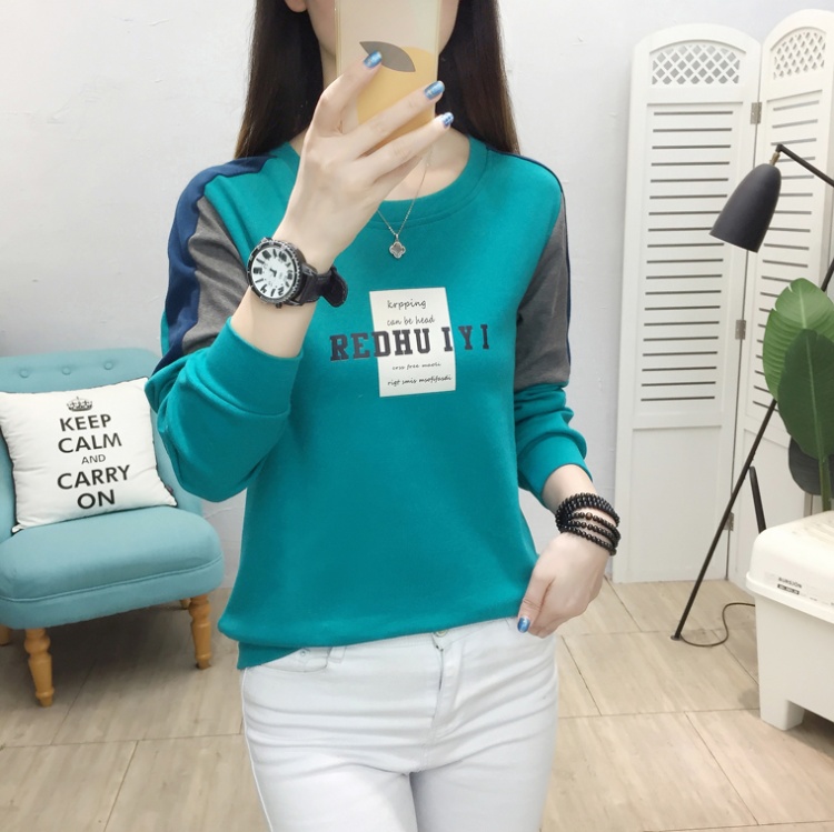 Large yard splice tops round neck long sleeve T-shirt for women