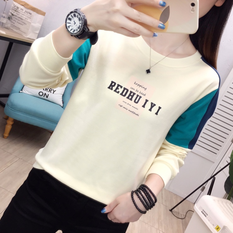 Large yard splice tops round neck long sleeve T-shirt for women