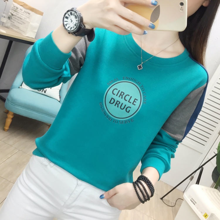 Western style slim T-shirt round neck tops for women