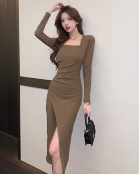 Long sleeve package hip dress autumn long dress