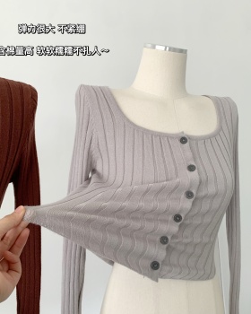 Slim short tops single-breasted sweater