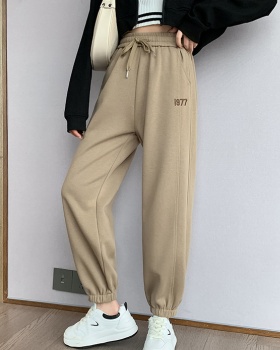Gray loose sweatpants slim casual pants for women