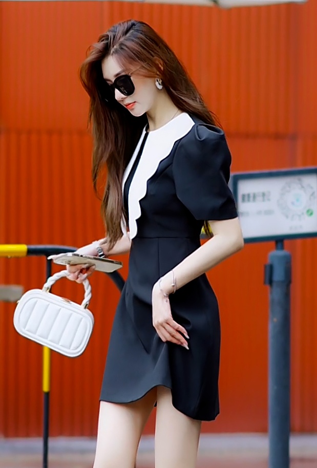 France style puff sleeve summer dress for women