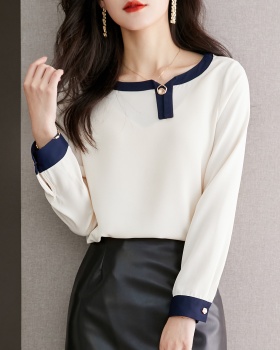 Unique mixed colors collar pullover small shirt for women