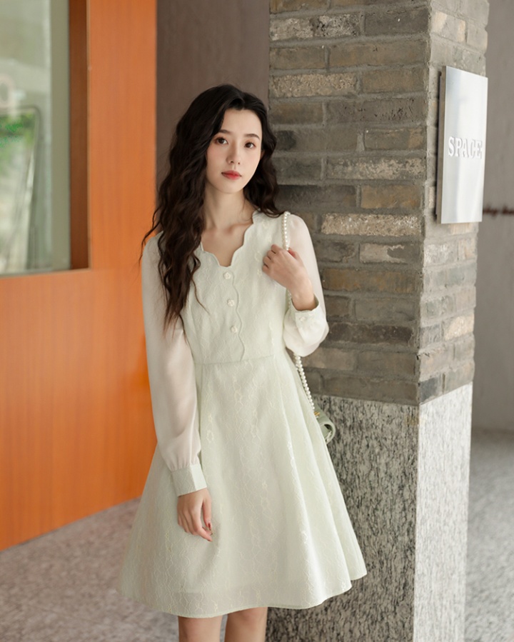 Lace lady spring and autumn V-neck autumn dress for women
