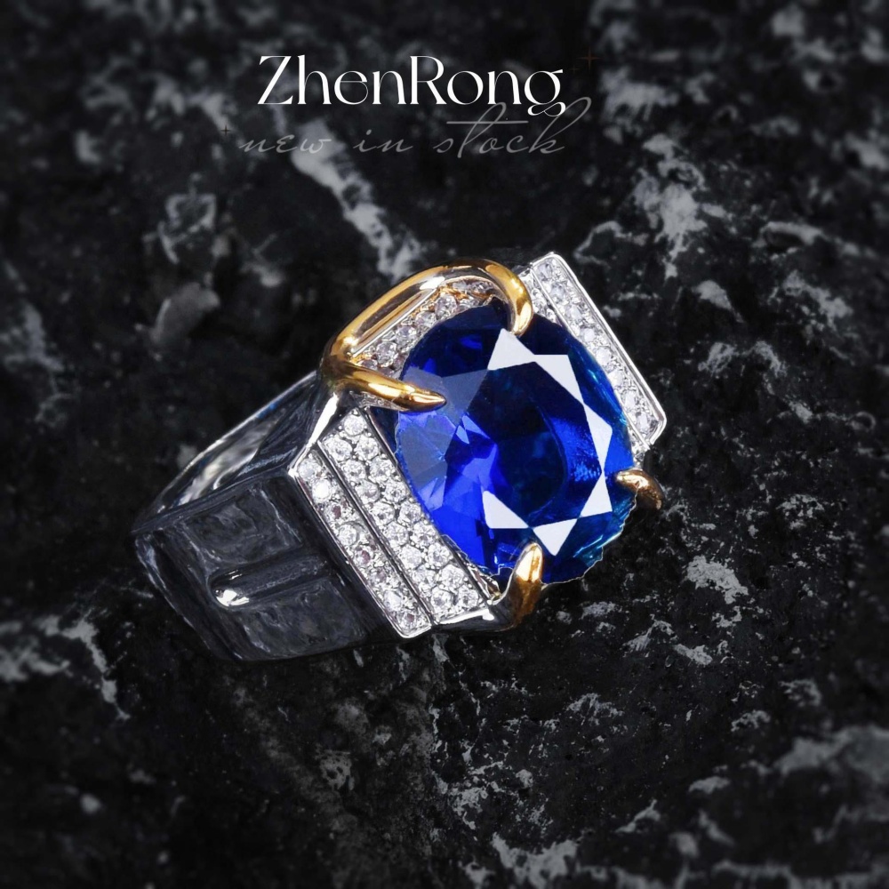 Sapphire colors double color gem mosaic ring