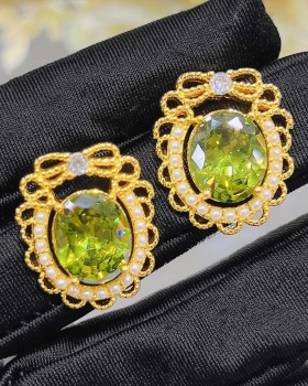 Austria pearl elegant retro France style crystal stud earrings