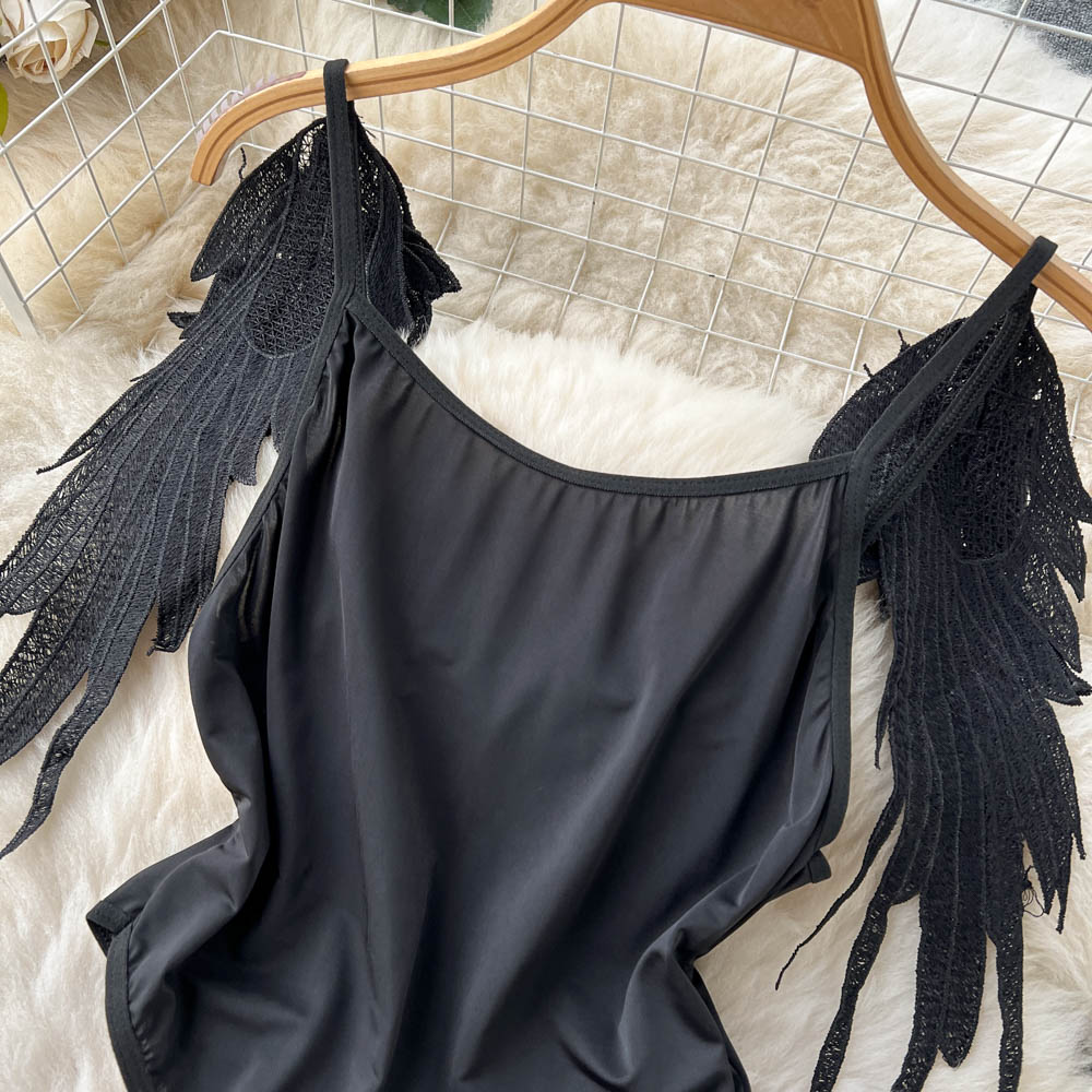 Spicegirl black irregular leotard summer sexy jumpsuit