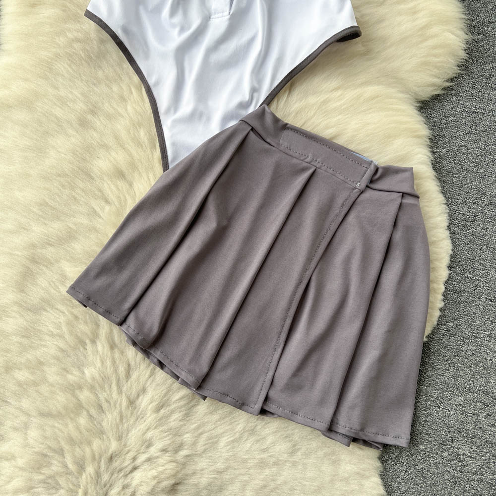 Summer short skirt uniform 2pcs set for women