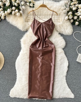 Hip sling leather bag sexy temperament dress