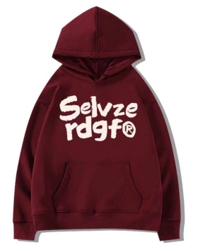 Hooded thick coat wine-red plus velvet hoodie for women