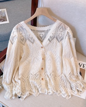 Lace crochet small shirt lady shirts for women