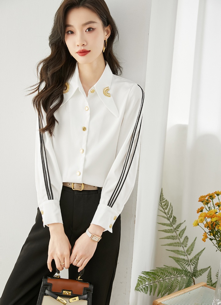 Pointed collar temperament tops spring commuting shirt