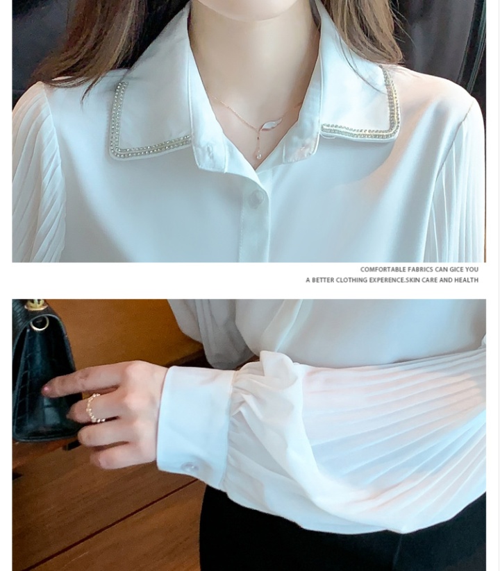 White crimp small shirt temperament spring shirt for women
