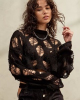 Loose sexy navel sweater hollow fashion tops for women