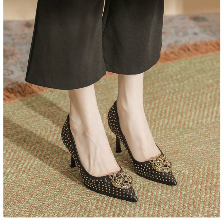 Metal buckles pure stilettos pointed shoes for women