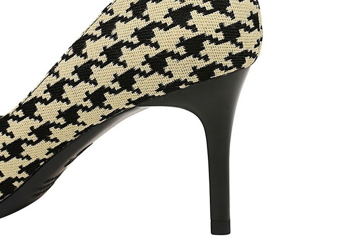 Chain Korean style plaid pattern metal pearl shoes