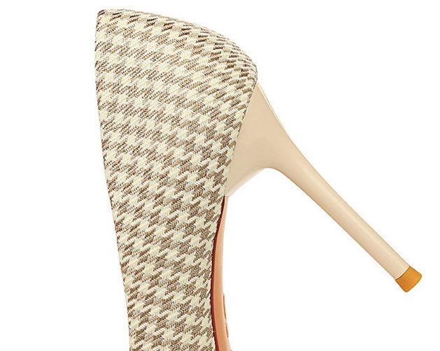 Plaid pattern high-heeled shoes low shoes for women