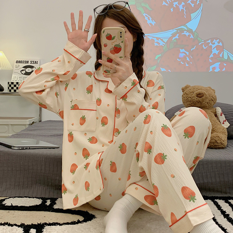 Homewear cardigan Casual pajamas 2pcs set for women