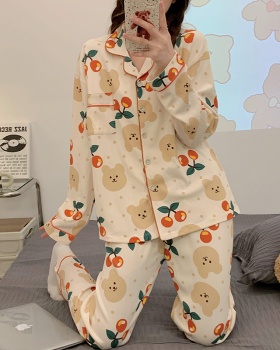 Bubble cotton cardigan homewear woven pajamas 2pcs set