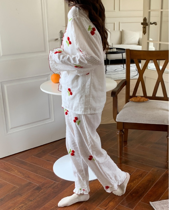 Casual long pants long sleeve pajamas 2pcs set for women