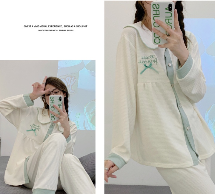 Lapel spring retro homewear pajamas 2pcs set for women